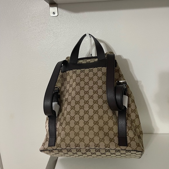 GUCCI Monogram Dollar Calfskin O Drawstring Backpack- AUTHENTIC - Picture 3 of 8